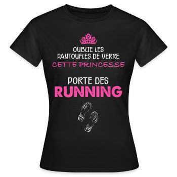 Rrincesse running. Femme course - T-shirt Femme - noir - Devant - AI Model Female 172 dark (172cm)