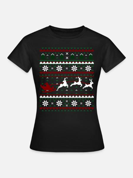 Weihnachten Pixelart Design - Frauen T-Shirt - Schwarz