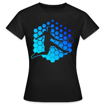 Fussballspieler Fussballer Fussballspielen - Frauen T-Shirt - Schwarz - Vorne - AI Model Female 172 dark (172cm)