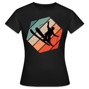 Herren Freestyle Ski Ski Jumping Slopestyle - Frauen T-Shirt - Schwarz - Vorne - AI Model Female 172 dark (172cm)