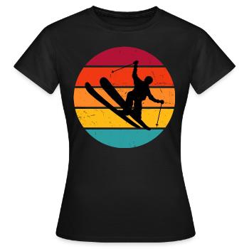 Ski Jumping Ski Freestyle Slopestyle Damen - Frauen T-Shirt - Schwarz - Vorne - AI Model Female 172 dark (172cm)
