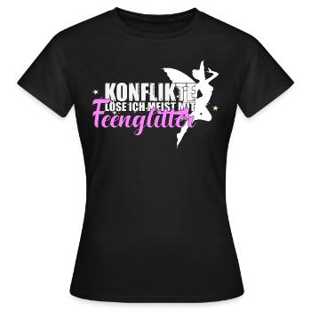 Probleme löse ich meist mit Feenglitter Spruch - Frauen T-Shirt - Schwarz - Vorne - AI Model Female 172 dark (172cm)