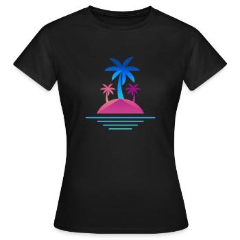 Insel Palmen Design Auszeit - Frauen T-Shirt - Schwarz - Vorne - AI Model Female 172 dark (172cm)