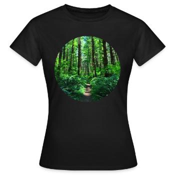 Forêts forêts arbres nature forêt verte route forêt - T-shirt Femme - noir - Devant - AI Model Female 172 dark (172cm)