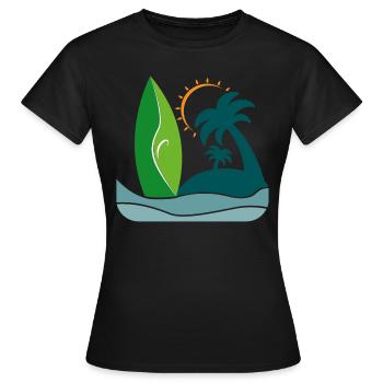 Île du surf - T-shirt Femme - noir - Devant - AI Model Female 172 dark (172cm)
