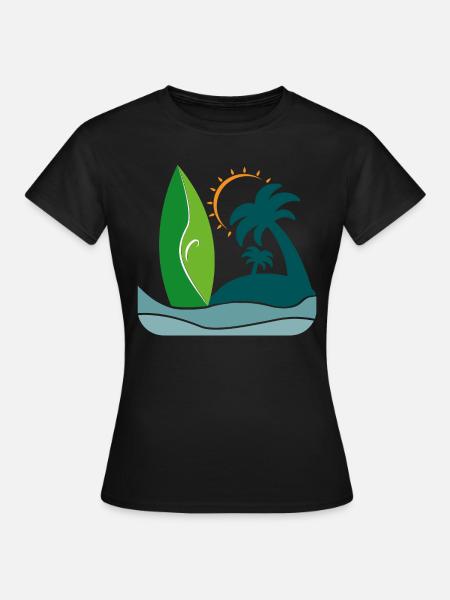 Surfer Insel - Frauen T-Shirt - Schwarz