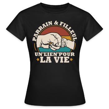 Parrain et filleul un lien pour la vie - T-shirt Femme - noir - Devant - AI Model Female 172 dark (172cm)