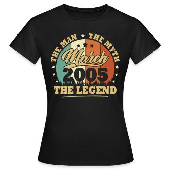 März 2005, 18 Jahre alt Geburtstagsjungen und -mädchen - Frauen T-Shirt - Schwarz - Vorne - AI Model Female 172 dark (172cm)