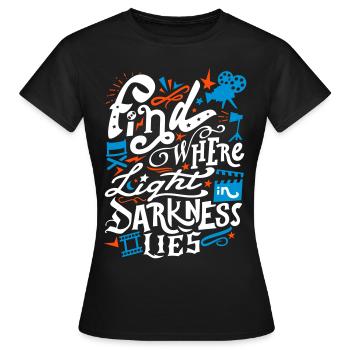 Find where light - Women's T-Shirt - black - Front - AI Model Female 172 dark (172cm)
