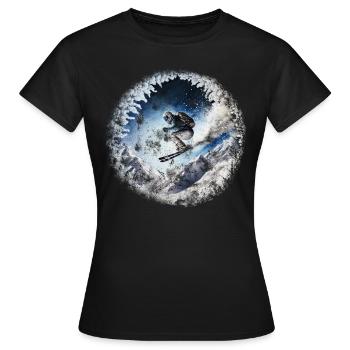 Stilvoller futuristischer Skifahrer - Frauen T-Shirt - Schwarz - Vorne - AI Model Female 172 dark (172cm)