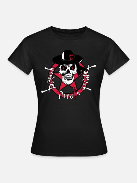 tete de mort breizh pirate breton chapeau 311 - T-shirt Femme - noir