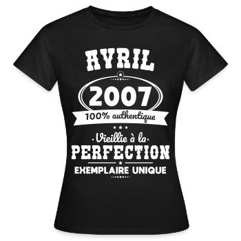 18th Birthday - April 2007 Perfection - Women's T-Shirt - black - Front - AI Model Female 172 dark (172cm)