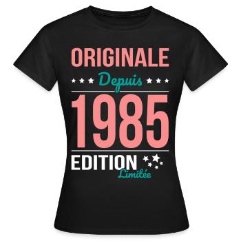 40-jähriges Jubiläum - Original seit 1985 - Frauen T-Shirt - Schwarz - Vorne - AI Model Female 172 dark (172cm)