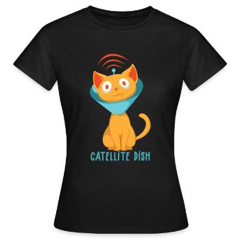 Satelliten Cat Catellite TV Kalibrierung Satellit - Frauen T-Shirt - Schwarz - Vorne - AI Model Female 172 dark (172cm)