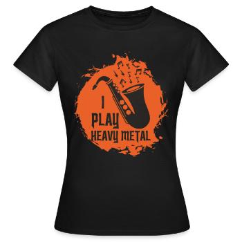 Saxophone Heavy Metal Band Musicien Musique Saxo - T-shirt Femme - noir - Devant - AI Model Female 172 dark (172cm)