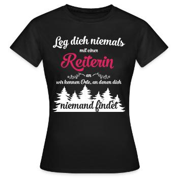 Reiterin Pferd lustiger Pferdespruch Geschenk - Frauen T-Shirt - Schwarz - Vorne - AI Model Female 172 dark (172cm)