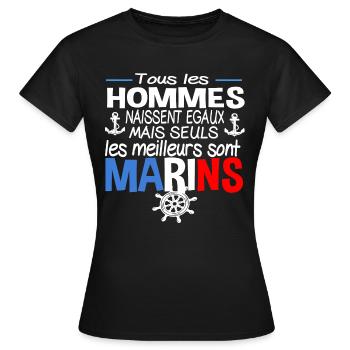 Marin Métier Cadeau Humour Marine Mer Homme - T-shirt Femme - noir - Devant - AI Model Female 172 dark (172cm)