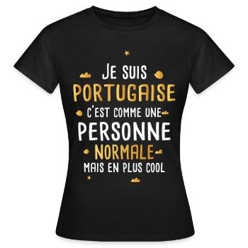 Portugaise cadeau drôle femme fête des mères - T-shirt Femme - noir - Devant - AI Model Female 172 dark (172cm)