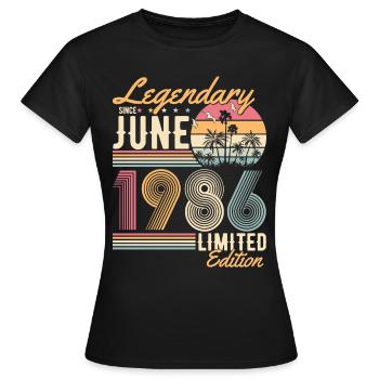 Juni 1986 Jahrgang Geburtstag Vintage Retro - Frauen T-Shirt - Schwarz - Vorne - AI Model Female 172 dark (172cm)