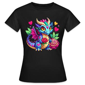 Farbenfroher Drache - Frauen T-Shirt - Schwarz - Vorne - AI Model Female 172 dark (172cm)