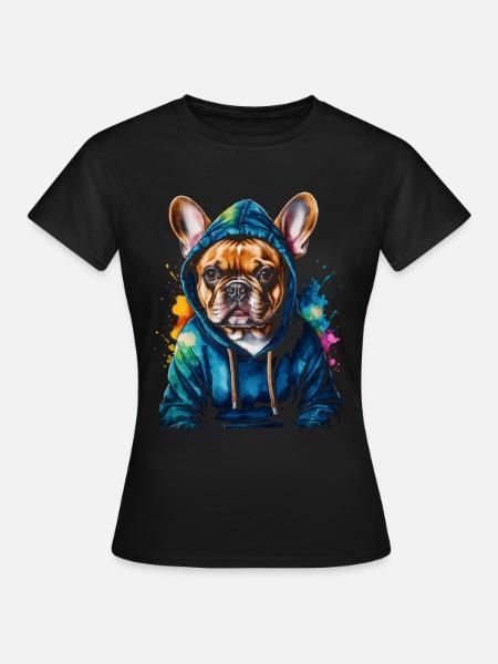 Französische Bulldogge Hoodie Frenchie Hund Lustig - Frauen T-Shirt - Schwarz