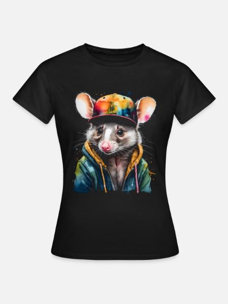 Opossum Snapback Cap Cool Tier Design Print - Dame-T-shirt - sort