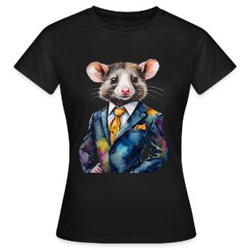 Costume Opossum Imprimé Animal Coloré - T-shirt Femme - noir - Devant - AI Model Female 172 dark (172cm)