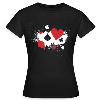 Poker Symbols Gift Idea Check Pik Cross Heart - Women's T-Shirt - black - Front - AI Model Female 172 dark (172cm)