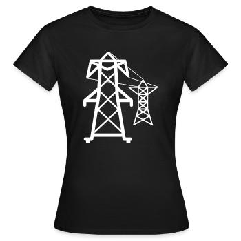 Idée cadeau électricien mâts haute tension - T-shirt Femme - noir - Devant - AI Model Female 172 dark (172cm)
