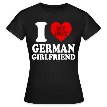 J’aime ma copine allemande Funny Heart - T-shirt Femme - noir - Devant - AI Model Female 172 dark (172cm)