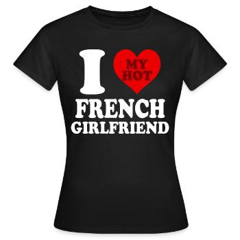 J’aime ma copine française Funny Heart - T-shirt Femme - noir - Devant - AI Model Female 172 dark (172cm)