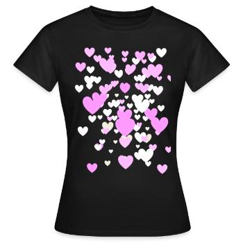 Hearts, hearts, pink hearts, red hearts - Women's T-Shirt - black - Front - AI Model Female 172 dark (172cm)