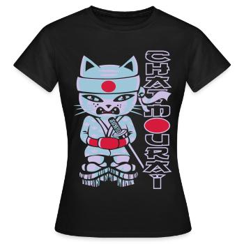 Chat mouraï flex - Frauen T-Shirt - Schwarz - Vorne - AI Model Female 172 dark (172cm)