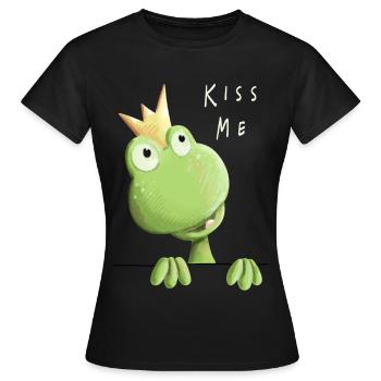 Embrasse-moi grenouille - Prince grenouille - Comic - T-shirt Femme - noir - Devant - AI Model Female 172 dark (172cm)