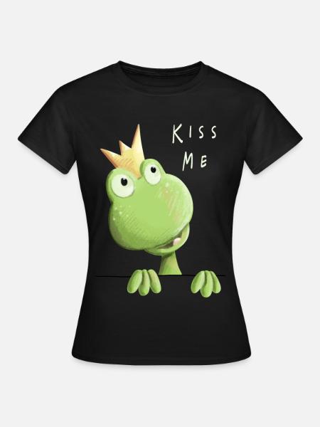 Kiss me Frog - Frog Prince - Comic - Women's T-Shirt - black