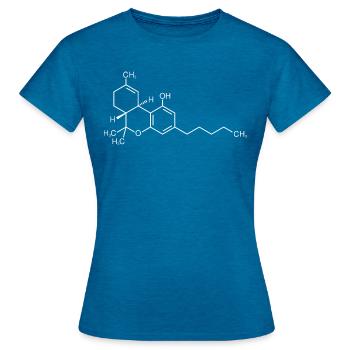 THC Molekül Strukturformel - Frauen T-Shirt - Antikblaues Saphir meliert - Vorne - AI Model Female 172 dark (172cm)