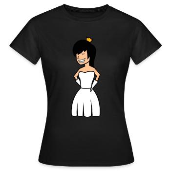 BRAUT MIT BRAUTKLEID KRONE JUNGGESELLENABSCHIED - Frauen T-Shirt - Schwarz - Vorne - AI Model Female 172 dark (172cm)