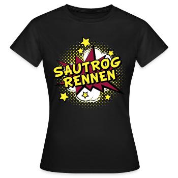 Sautrogrennen Comic Sterne pow shirt boom - Frauen T-Shirt - Schwarz - Vorne - AI Model Female 172 dark (172cm)