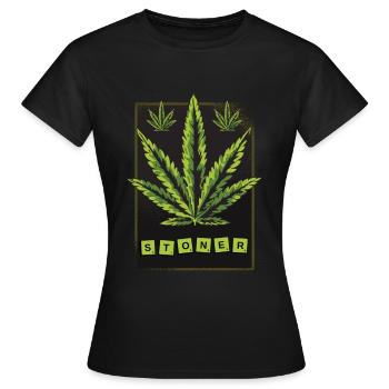 Stoner Cannabisblatt - Frauen T-Shirt - Schwarz - Vorne - AI Model Female 172 dark (172cm)