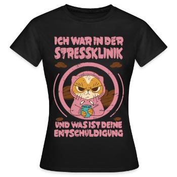 Chat de café dans la clinique de stress - T-shirt Femme - noir - Devant - AI Model Female 172 dark (172cm)