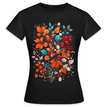 Blumen mit Nüsse - Frauen T-Shirt - Schwarz - Vorne - AI Model Female 172 dark (172cm)