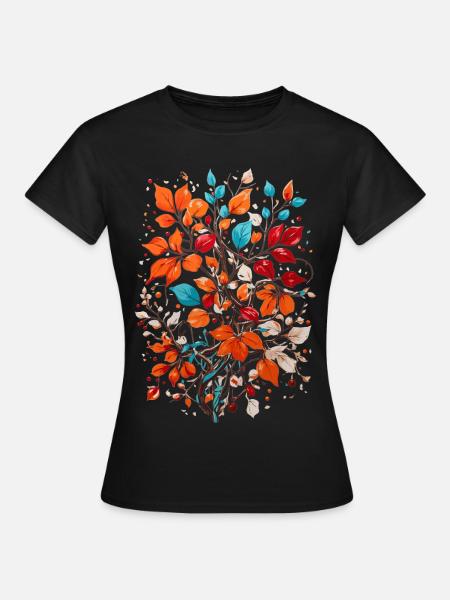 Blumen mit Nüsse - Frauen T-Shirt - Schwarz