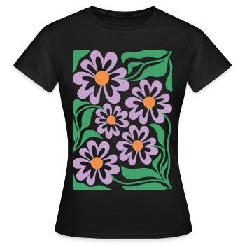 Motif floral violet Boho Flora - T-shirt Femme - noir - Devant - AI Model Female 172 dark (172cm)