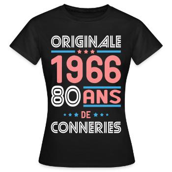 Originale – 1966 – 60 ans de conneries - T-shirt Femme - noir - Devant - AI Model Female 172 dark (172cm)