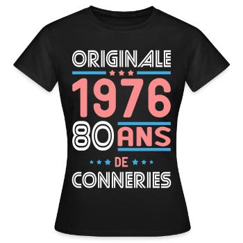 Originale – 1976 – 50 ans de conneries - T-shirt Femme - noir - Devant - AI Model Female 172 dark (172cm)