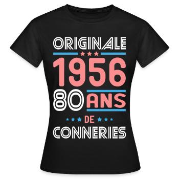 Originale – 1956 – 70 ans de conneries - T-shirt Femme - noir - Devant - AI Model Female 172 dark (172cm)