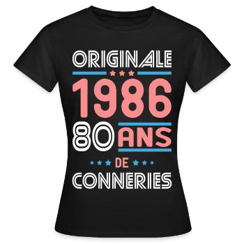 Originale – 1986 – 40 ans de conneries - T-shirt Femme - noir - Devant - AI Model Female 172 dark (172cm)