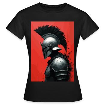 Spartanischer Krieger Rot - Frauen T-Shirt - Schwarz - Vorne - AI Model Female 172 dark (172cm)