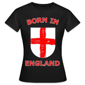 Né en Angleterre, Cross Shield - T-shirt Femme - noir - Devant - AI Model Female 172 dark (172cm)