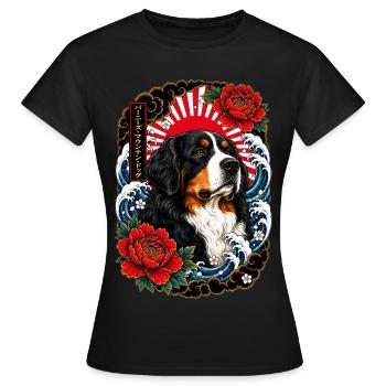 Berner Sennenhund im Japan Tattoo Stil - Frauen T-Shirt - Schwarz - Vorne - AI Model Female 172 dark (172cm)